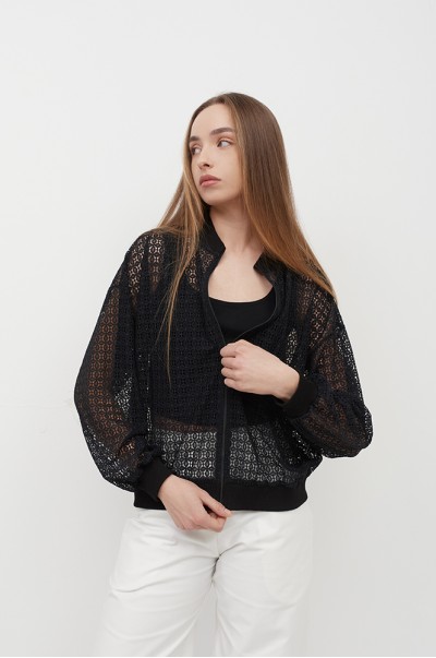 Сорочка-бомбер мереживо чорний (Р 125/7)